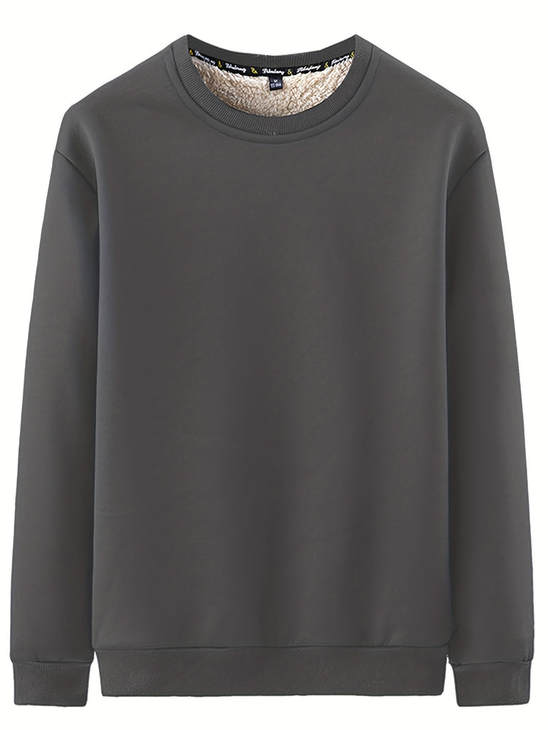 New Men's Casual Fashionable Solid Color Crew Neck Sweatshirts For Autumn And Winter