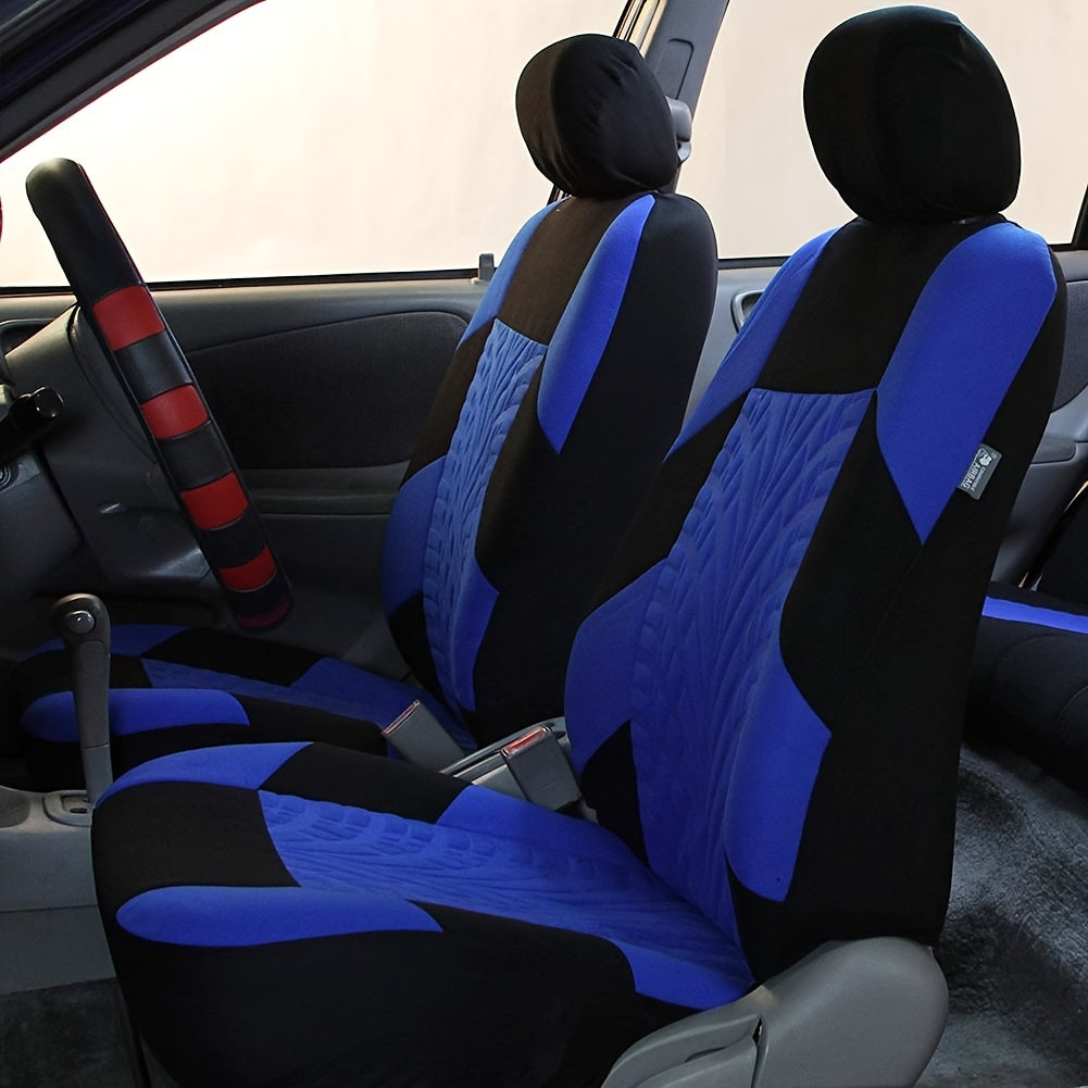 Universal Fit Front Pair Car Seat Covers - Breathable Polyester Split Automotive Seat Cushion Protectors with Sponge Filler - Hand Washable, All-Season, Durable and Easy to Install