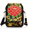 Women's Lightweight Embroidered Crossbody Bag with Detachable Strap - Floral Geometric Embroidery Design, Zipper Closure, Compact Mini Shoulder Bag for Everyday Essentials (Navy/Purple/Red/Black), Crossbody Bag, Polyester Lin