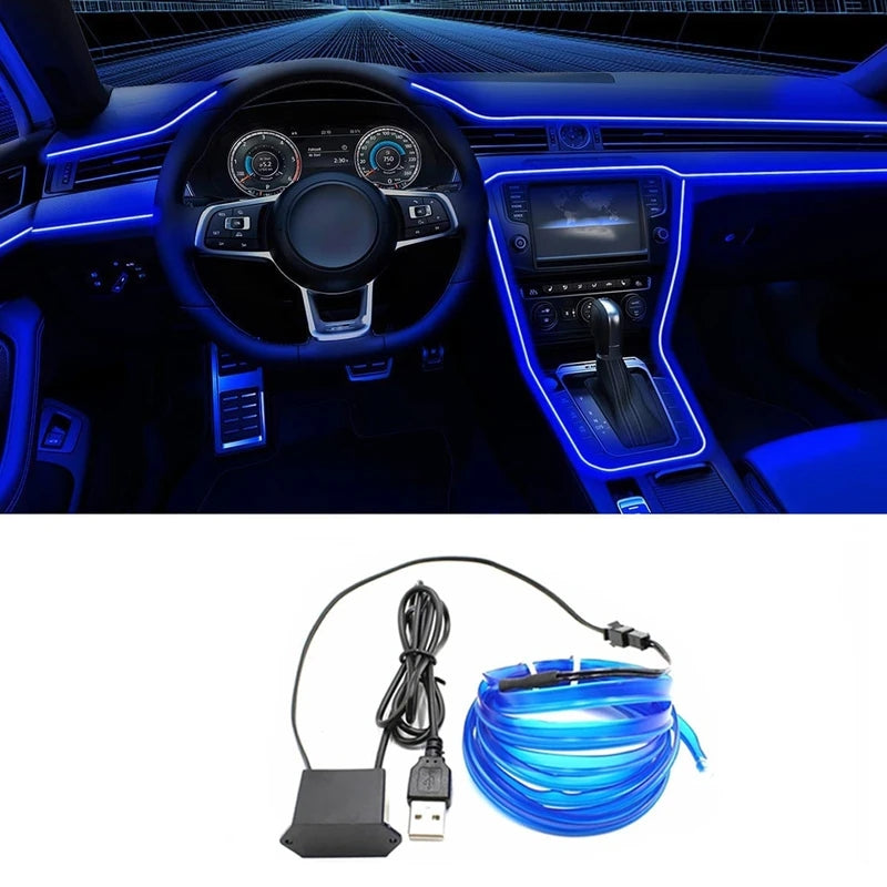 196.85inch Car Environment El Wire LED USB Flexible Neon Interior Lights Assembly RGB Light for Automotive Decoration Lighting Accessories for car party DIY Living Room and Bedroom Atmosphere Decoration, Bedroom Lights, Best