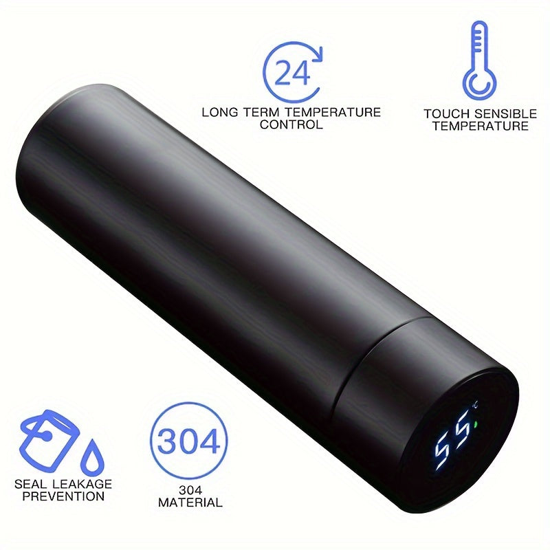 Water Bottle With LED Temperature Display, Double Walled Vacuum Insulated Water Bottle, Stainless Steel Sports Automotive Travel Mug, BPA-free Leak Proof Keep Cold And Keep Warm 12H