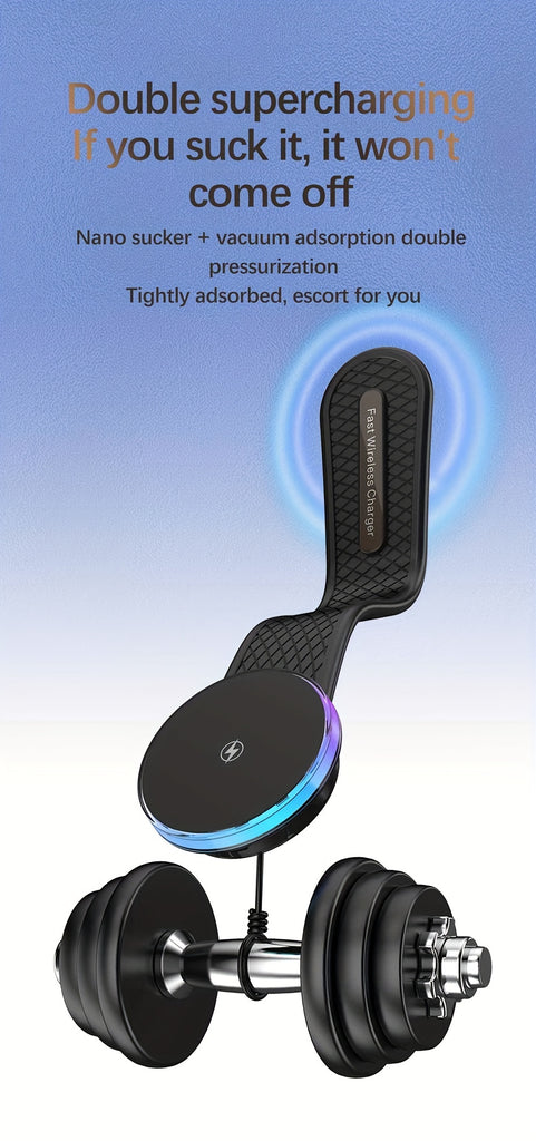 1pc 15W Premium Car-mounted Folding Wireless Charger with Ambient Light - Strong Magnetic Suction, Foldable, Non-Slip, Universal Compatibility for Car, Home, Office - Easy to Use, Space-Saving, and Portable Automotive Accesso