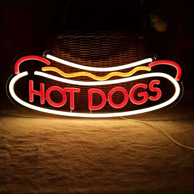 Hot Dog Neon Wall Decoration Neon Business Sign Hot Dog Shop Fast Food Restaurant Christmas Birthday Party Gift