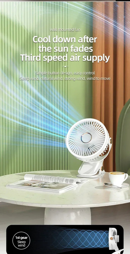Camping Fan Rechargeable Desktop Portable Air Circulator Wireless Ceiling Electric Fan With LED Light Clip-on Home Fan 8000mAh