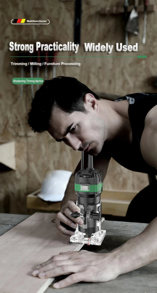 800W 6 Speed Electric Trimming Machine 33000rpm Woodworking Milling Engraving Hand Wood Edge Router Trimmer Home DIY Power Tools