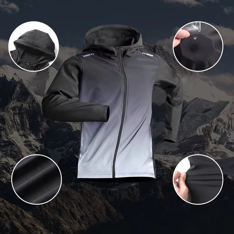 Quick Dry Men's Cycling Jacket Sports Running Outdoor Fitness Hooded Waterproof Motorcyclist Coat Gym Outdoor Skin Windbreaker