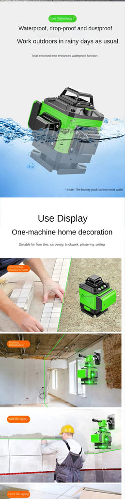 16/12 Lines 4D Laser Level green line SelfLeveling 360 Horizontal And Vertical Super Powerful Laser level green Beam laser level
