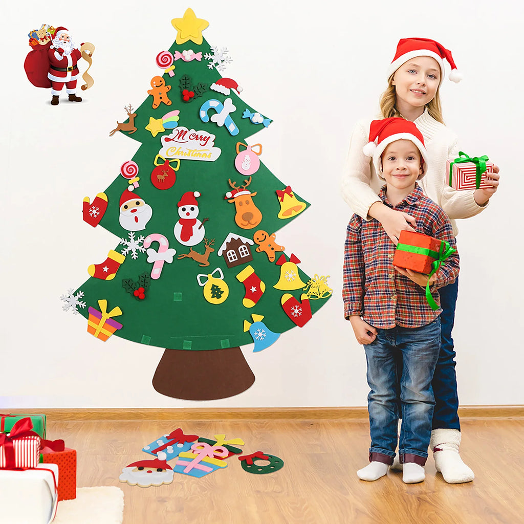 Thanksgiving Felt Tree Ornaments Wall Hanging Decorations for Home Felt Christmas Tree Xmas Ornaments Santa Claus Xmas Kids Gift