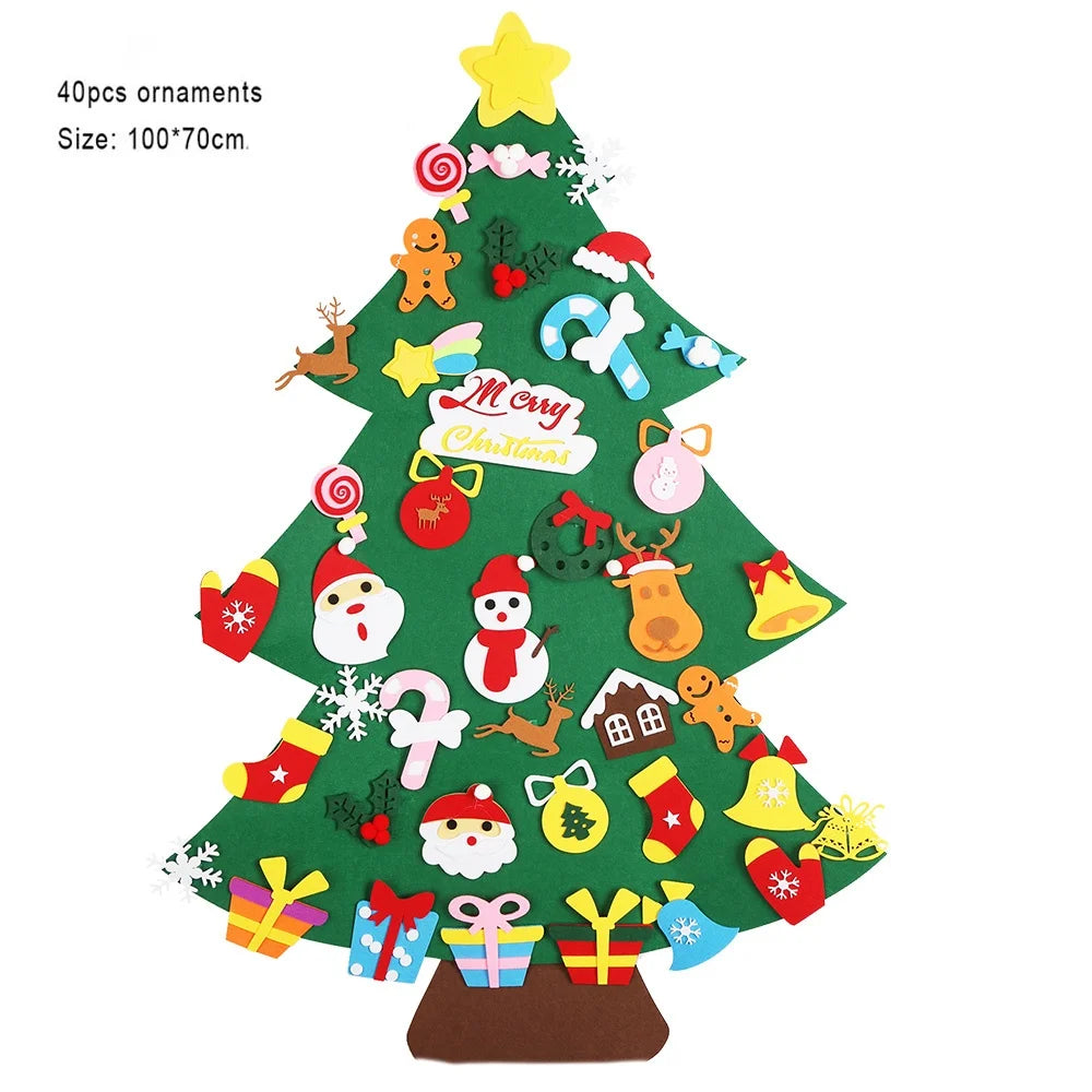 Thanksgiving Felt Tree Ornaments Wall Hanging Decorations for Home Felt Christmas Tree Xmas Ornaments Santa Claus Xmas Kids Gift