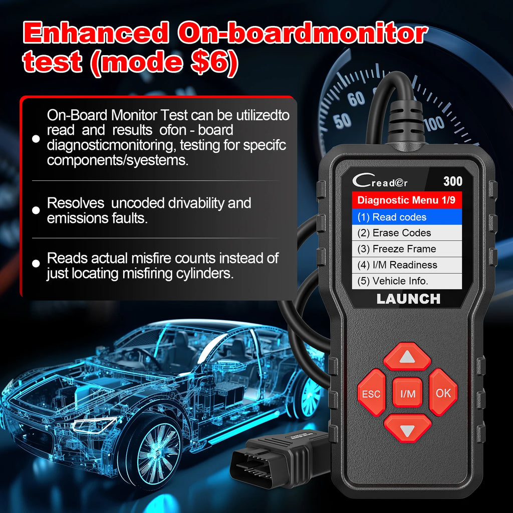 LAUNCH X431 CR300 OBD2 SCANNER CAN Auto Code Reader Diagnostic Tools I/M Engine Battery Tester Lifetime Free Update