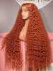Mossily Orange Ginger Lace Front Wig Human Hair 40 Inch Curly Lace Front Human Hair Wig Deep Wave 13X4 13X6 Hd Lace Frontal Wigs