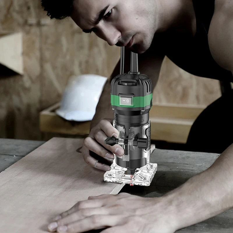 800W 6 Speed Electric Trimming Machine 33000rpm Woodworking Milling Engraving Hand Wood Edge Router Trimmer Home DIY Power Tools