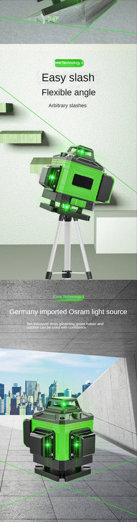 16/12 Lines 4D Laser Level green line SelfLeveling 360 Horizontal And Vertical Super Powerful Laser level green Beam laser level