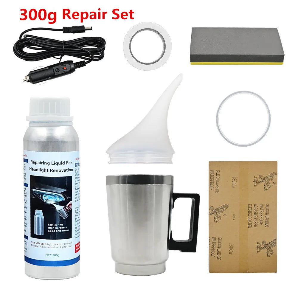 Top 800g Car Headlight Chemical Polishing Kit Liquid Polymer Headlights Refurbishment Scratch Repair Headlights Restoration Kit