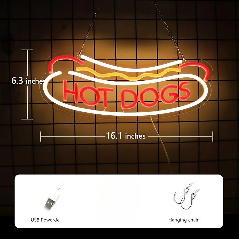 Hot Dog Neon Wall Decoration Neon Business Sign Hot Dog Shop Fast Food Restaurant Christmas Birthday Party Gift