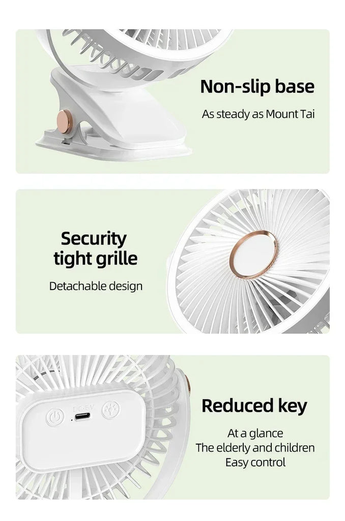 Camping Fan Rechargeable Desktop Portable Air Circulator Wireless Ceiling Electric Fan With LED Light Clip-on Home Fan 8000mAh