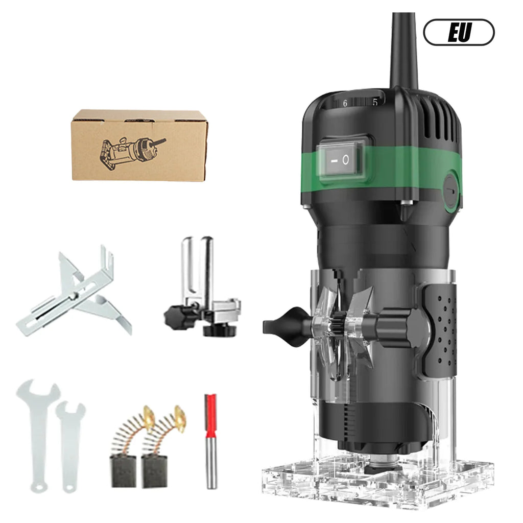 800W 6 Speed Electric Trimming Machine 33000rpm Woodworking Milling Engraving Hand Wood Edge Router Trimmer Home DIY Power Tools