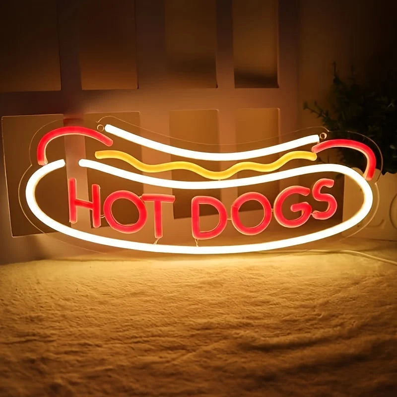Hot Dog Neon Wall Decoration Neon Business Sign Hot Dog Shop Fast Food Restaurant Christmas Birthday Party Gift