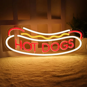 Hot Dog Neon Wall Decoration Neon Business Sign Hot Dog Shop Fast Food Restaurant Christmas Birthday Party Gift