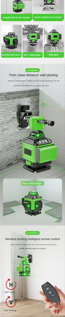 16/12 Lines 4D Laser Level green line SelfLeveling 360 Horizontal And Vertical Super Powerful Laser level green Beam laser level