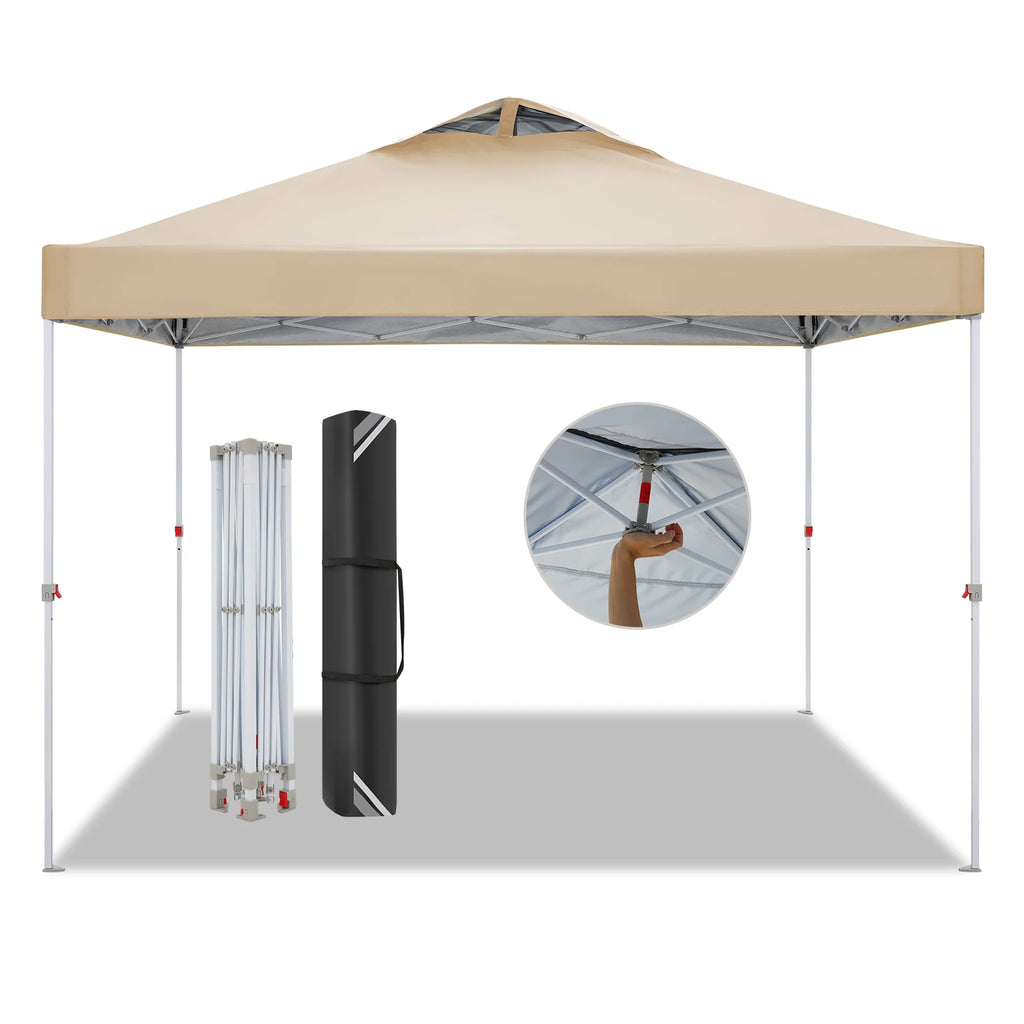 3x3m Gazebo Pop Up Canopy Tent Waterproof Foldable Gazebo Height Adjustable Party Tent For Beach Garden PartyCamping No Sidewall