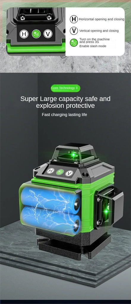 16/12 Lines 4D Laser Level green line SelfLeveling 360 Horizontal And Vertical Super Powerful Laser level green Beam laser level
