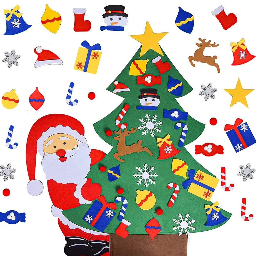 Thanksgiving Felt Tree Ornaments Wall Hanging Decorations for Home Felt Christmas Tree Xmas Ornaments Santa Claus Xmas Kids Gift