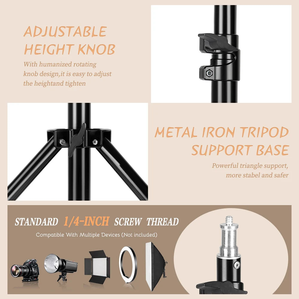 Heavy Duty Metal 2m 2.4m 2.8m Tripod Light Stand Max Load to 5KG Tripod for Photo Studio Softbox Video Flash ReflectorLighting