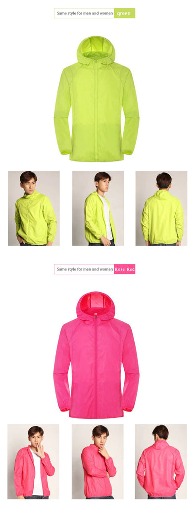 LNGXO Hiking Waterproof Jacket Women Men Camping Running Sun-Protective Windbreaker Quick Dry Outdoor Sport Rain Coat Unisex