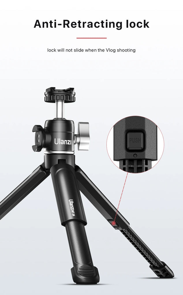 Ulanzi U-Vlog lite Mini Tripod with 360° Ball Head & Cold Shoe Selfie Stick Tabletop Tripod for Camera iPhone Android Phone DSLR