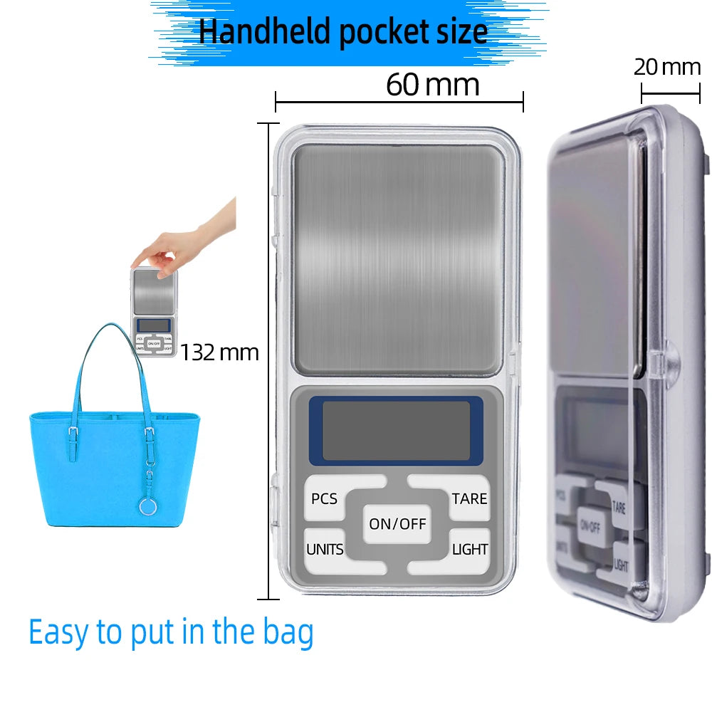 0.01g Jewelry Scales Weight Diamond Balance 500g/200g/1000g High Accuracy Electronic Kitchen Weighing Digital Pocket Mini Scale