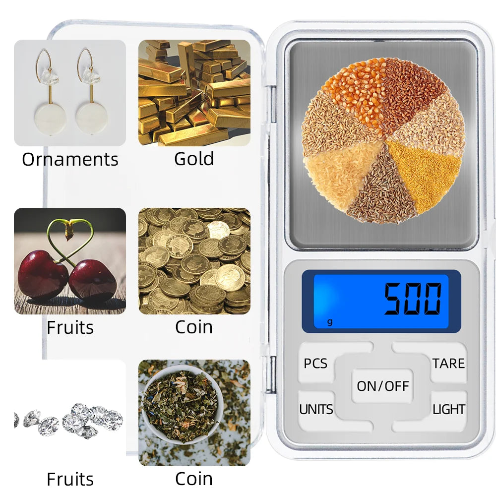 0.01g Jewelry Scales Weight Diamond Balance 500g/200g/1000g High Accuracy Electronic Kitchen Weighing Digital Pocket Mini Scale