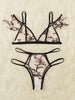 Sexy underwear women set Floral Embroidery Sheer Mesh Lingerie Set  no bra  Backless Bralette sexi Intimates lace bra set