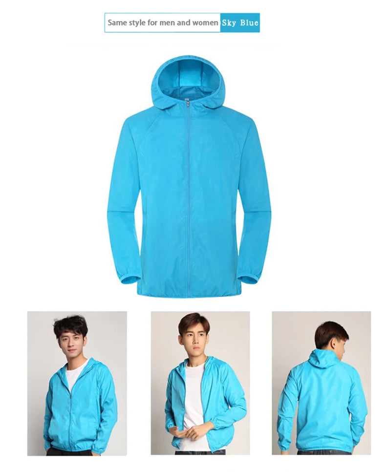 LNGXO Hiking Waterproof Jacket Women Men Camping Running Sun-Protective Windbreaker Quick Dry Outdoor Sport Rain Coat Unisex