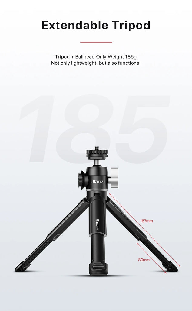 Ulanzi U-Vlog lite Mini Tripod with 360° Ball Head & Cold Shoe Selfie Stick Tabletop Tripod for Camera iPhone Android Phone DSLR