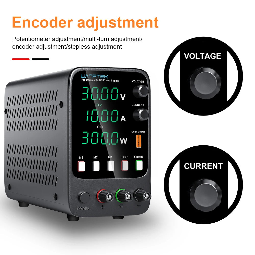 Wanptek Adjustable DC Power Supply 30V 10A 60V 5A Lab Bench Power Source Stabilized Power Supply Voltage Regulator Switch 120V