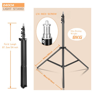 Heavy Duty Metal 2m 2.4m 2.8m Tripod Light Stand Max Load to 5KG Tripod for Photo Studio Softbox Video Flash ReflectorLighting
