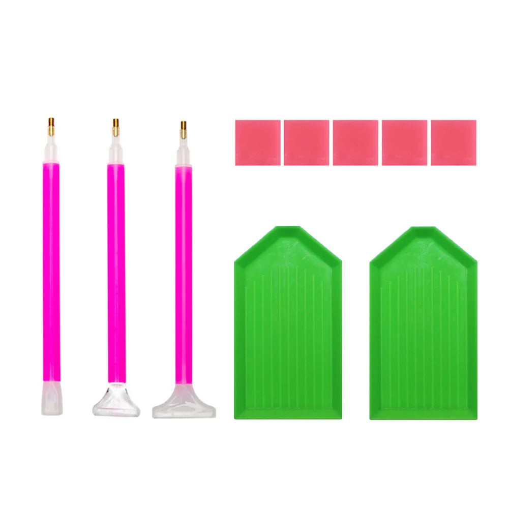 DIY Diamond Painting Accessories Rhinestone Cross Stitch 5D Embroidery Pen Painting Tools Set Mosaic Glue Pen Kit Tweezers