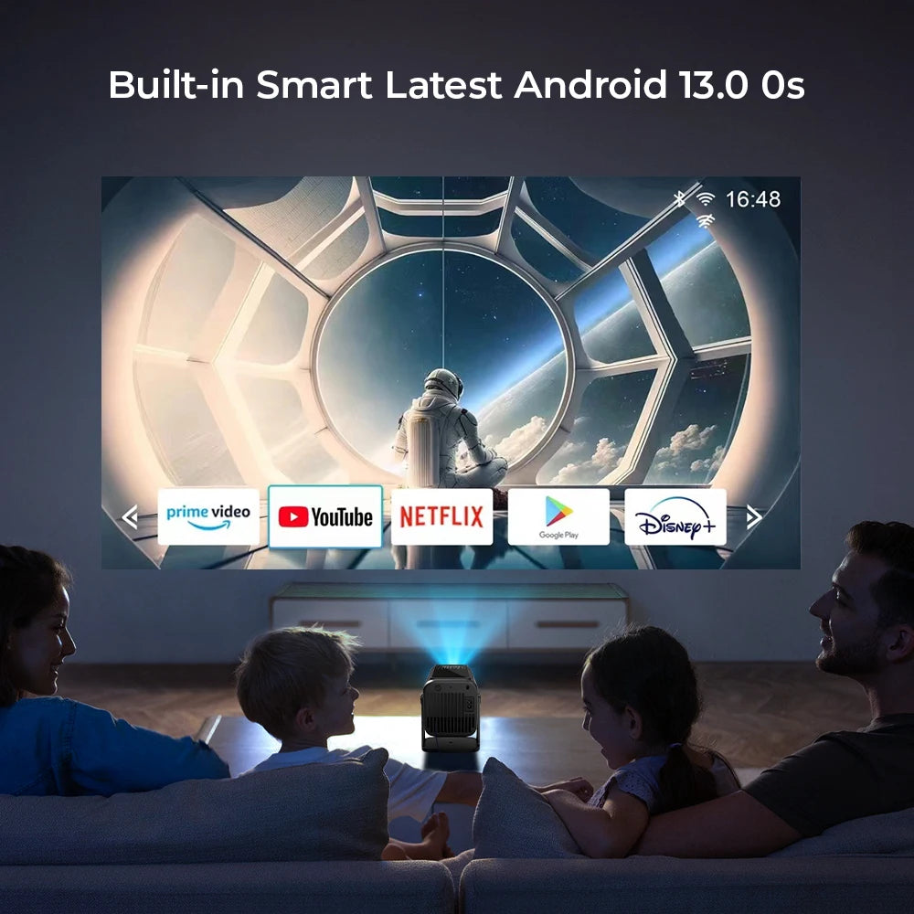 1080p Android 13 AUTO TOF Focus Everycom V1 Decoding 4k 1080p Projector Mini Pic Stand Projector Outdoor Portable Projector