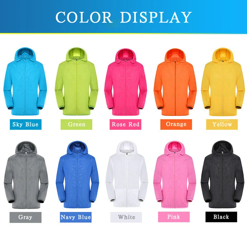LNGXO Hiking Waterproof Jacket Women Men Camping Running Sun-Protective Windbreaker Quick Dry Outdoor Sport Rain Coat Unisex