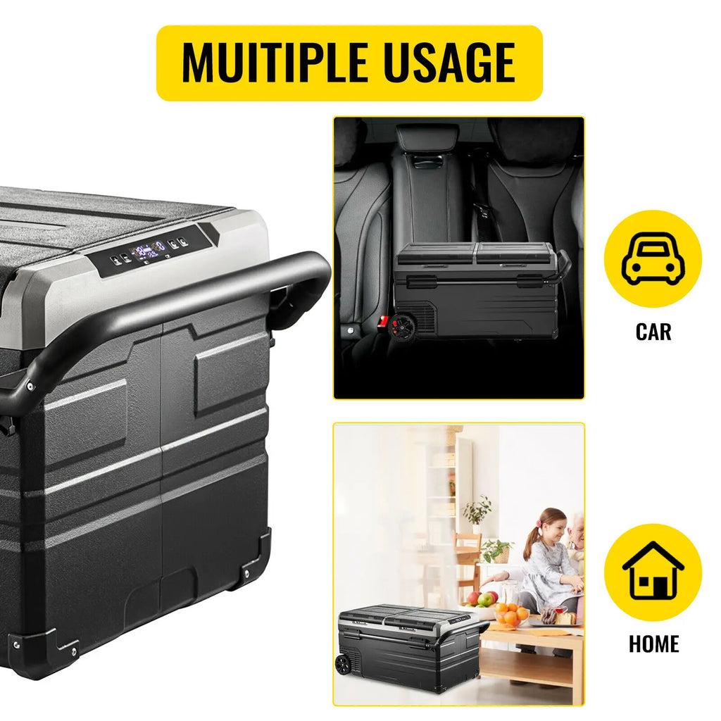 SucceBuy 75L 95L Small Car Fridge Portable Mini Dual Storage Zone Refrigerator Compressor Truck Freezer Cooler for Home Use