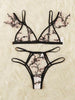 Sexy underwear women set Floral Embroidery Sheer Mesh Lingerie Set  no bra  Backless Bralette sexi Intimates lace bra set