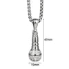 Hip Hop Iced Out Bling Microphone Pendant Gold Silver Color Stainless Steel Music Rapper Necklace for Men Women Jewelry Gift