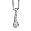 Hip Hop Iced Out Bling Microphone Pendant Gold Silver Color Stainless Steel Music Rapper Necklace for Men Women Jewelry Gift