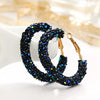 Luxury Glitter Crystal Hoop Earrings for Women Big Round Dangle Earrings Wedding Party Statement Earring Geometric Jewelry Gift