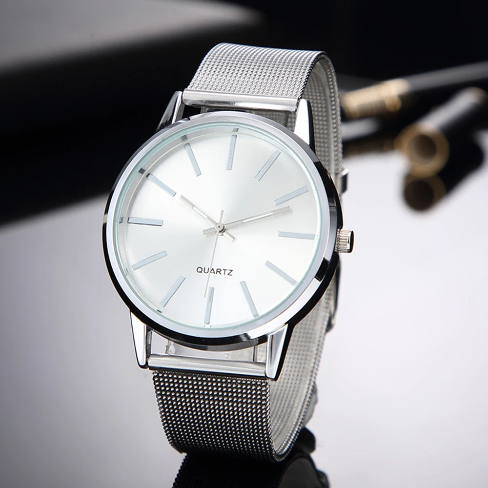 Luxury Women Watches 2025 New Stylish Silver Minimalist Business Ladies Quartz Watch Breathable Leather Steel Clock Reloj Mujer