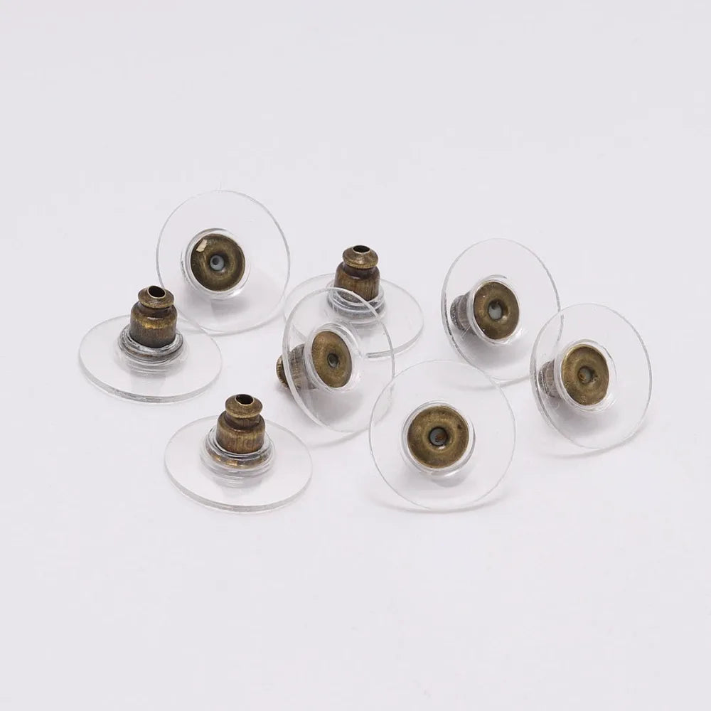 100pcs/lot Gold Post Nuts Silicon Stud Earring Back Blocked Ear Plugging For Earrings Stoppers Jewelry Making Accessories