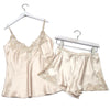 Summer  silk pajamas women's Sleepwear Nighty Panty Silk Nighty lace large home clothes 4XL Camisole shorts two-piece sexy