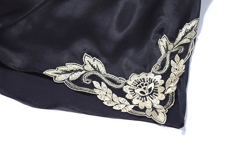 Summer  silk pajamas women's Sleepwear Nighty Panty Silk Nighty lace large home clothes 4XL Camisole shorts two-piece sexy