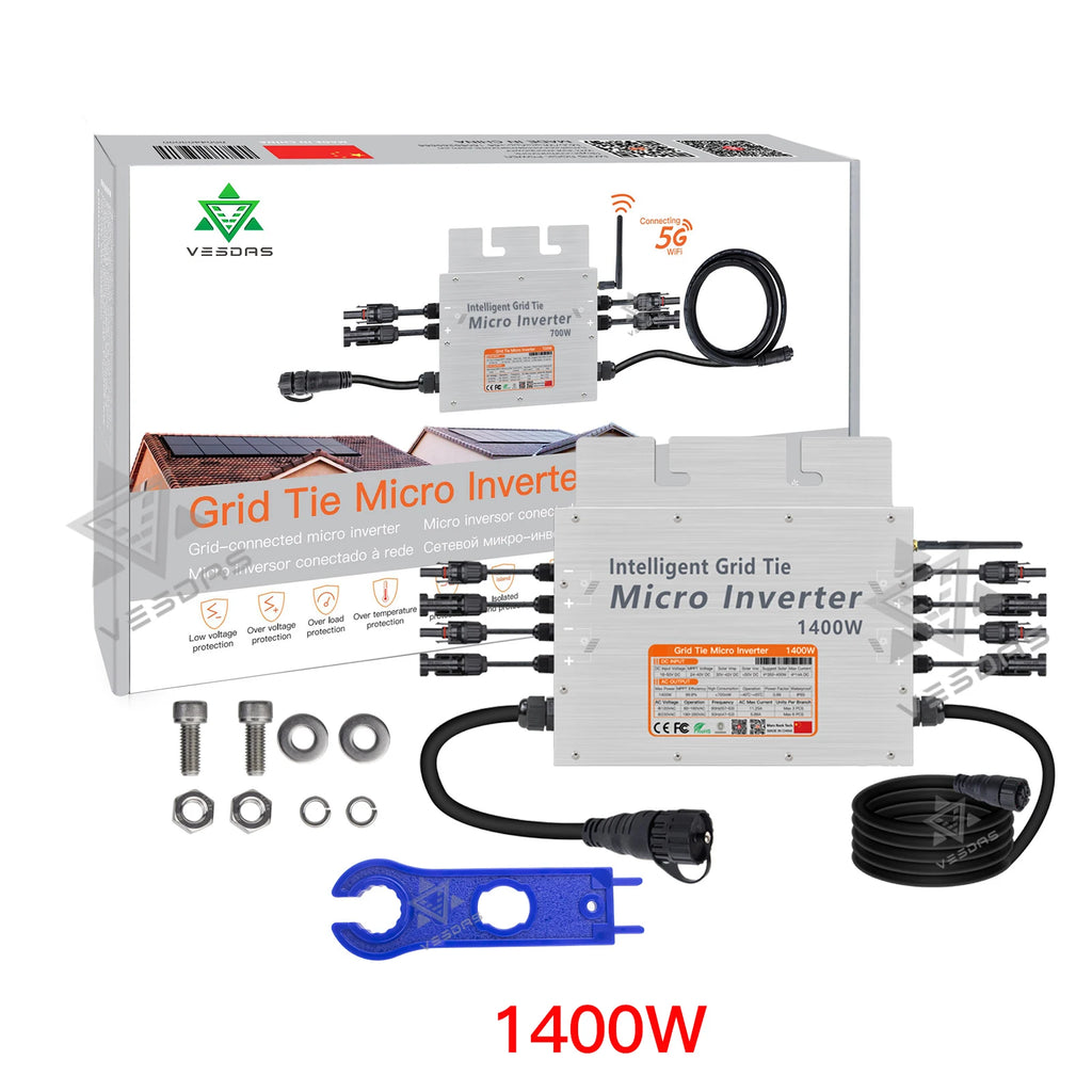 1400W or 1000W Micro Solar Inverter MPPT Home On Grid Tie Inverter 30V 36V DC Pure Sine Wave Power Converter for 110V 220V Grid